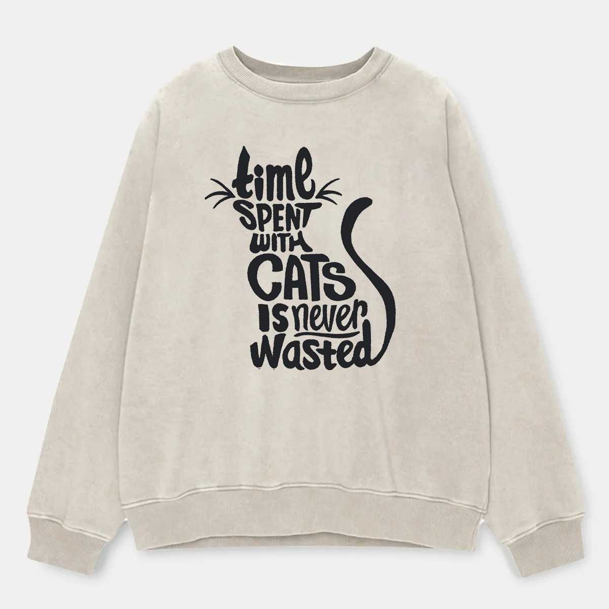 Vintage Time Spent With Cats Is Never Wasted Washed Sweatshirt
