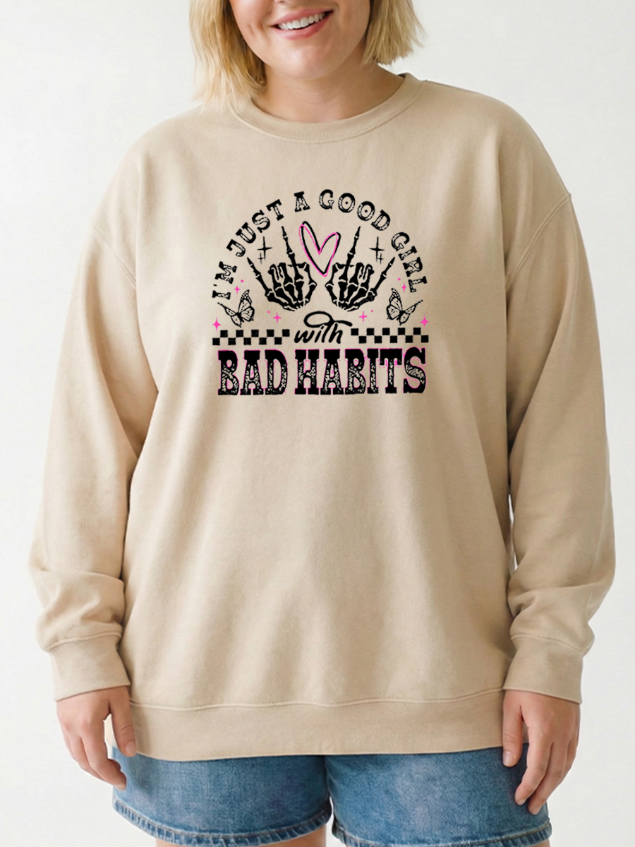 Vintage Good Girl Bad Habits Graphic Sweatshirt