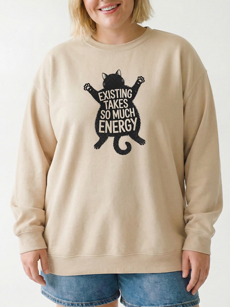Vintage Existing Takes So Much Energy Graphic Sweatshirt
