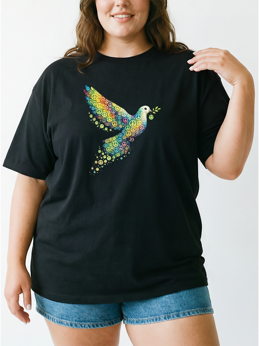 Vintage Peace Dove Oversize Graphic Tee