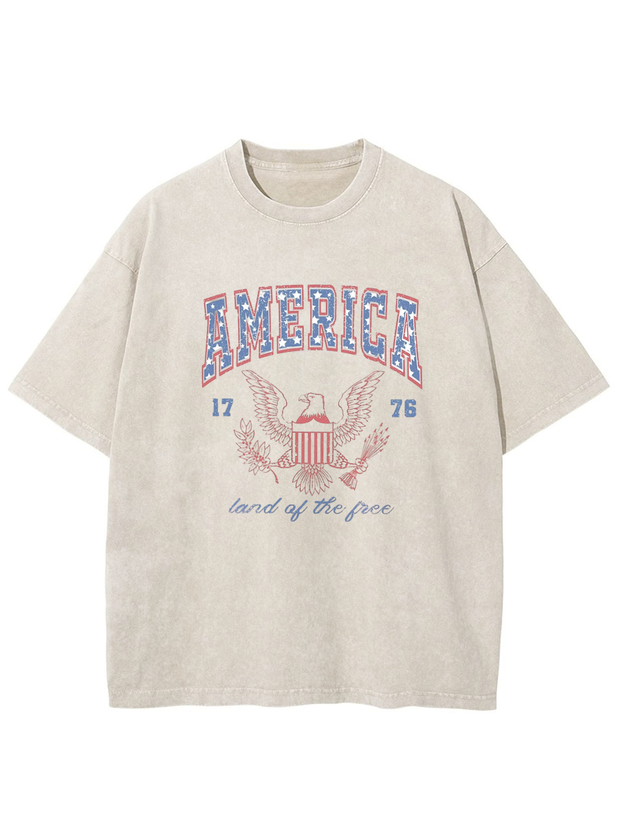 Vintage Red White And Blue America Washed T-Shirt