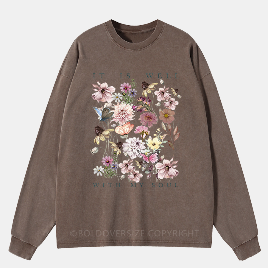 Vintage It Is Well With My Soul Washed Long Sleeve Shirt
