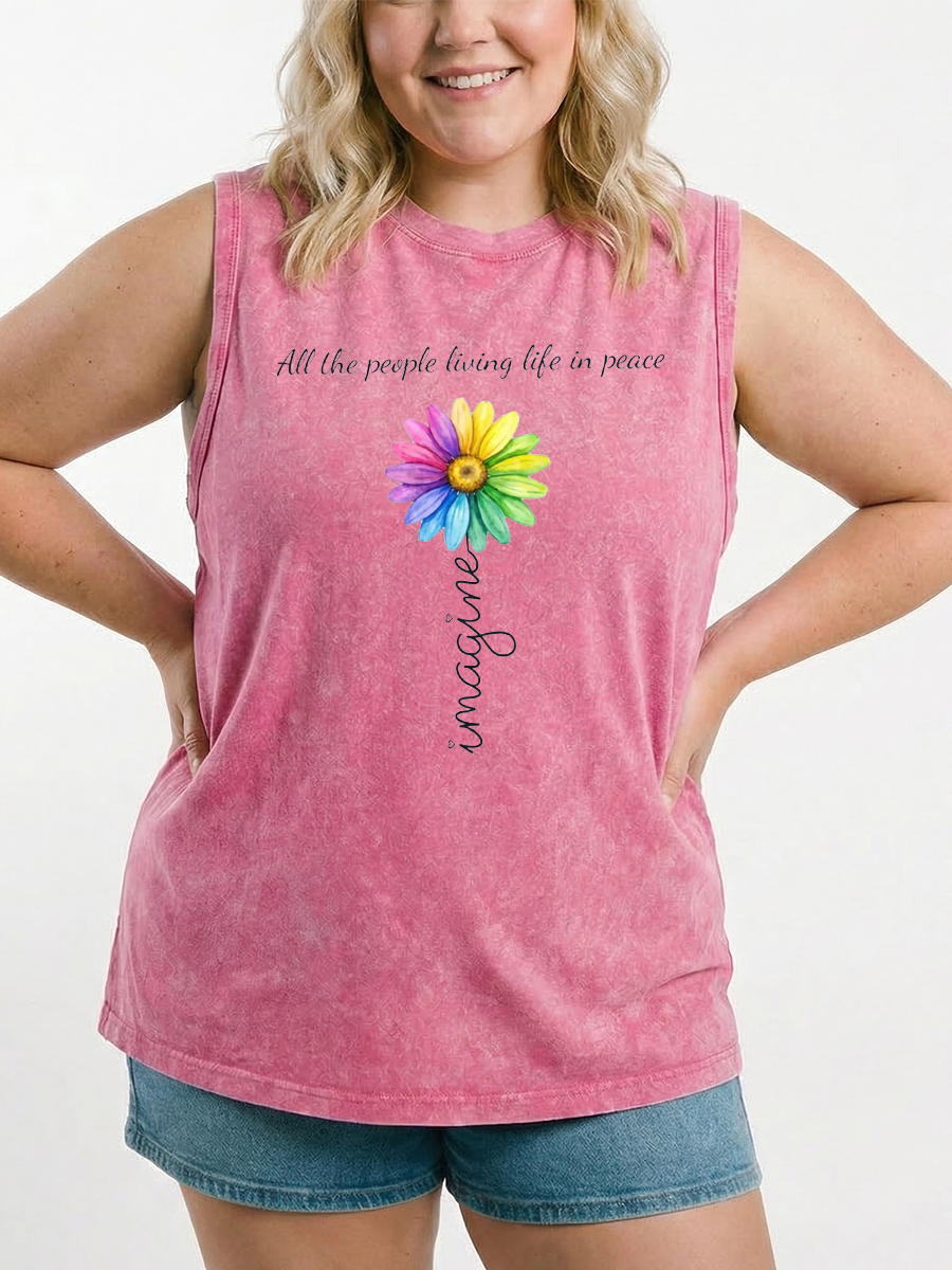 Vintage All The People Living Life In Peace Washed Tank