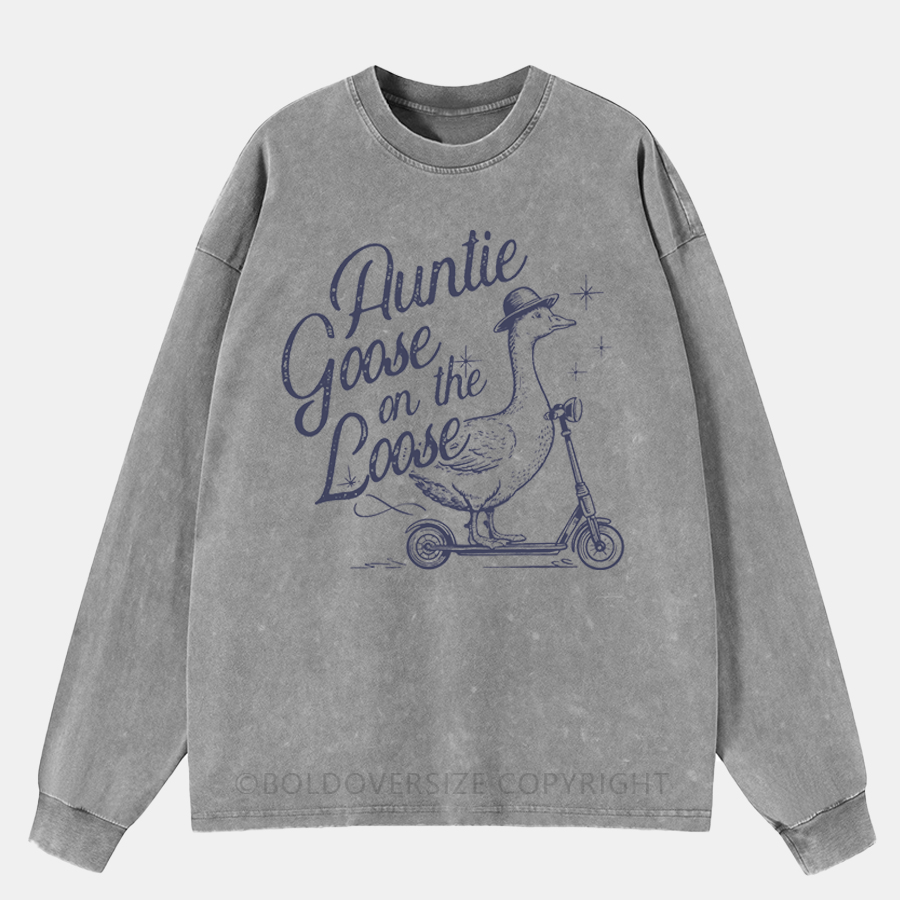 Vintage Auntie Goose On The Loose Washed Long Sleeve Shirt