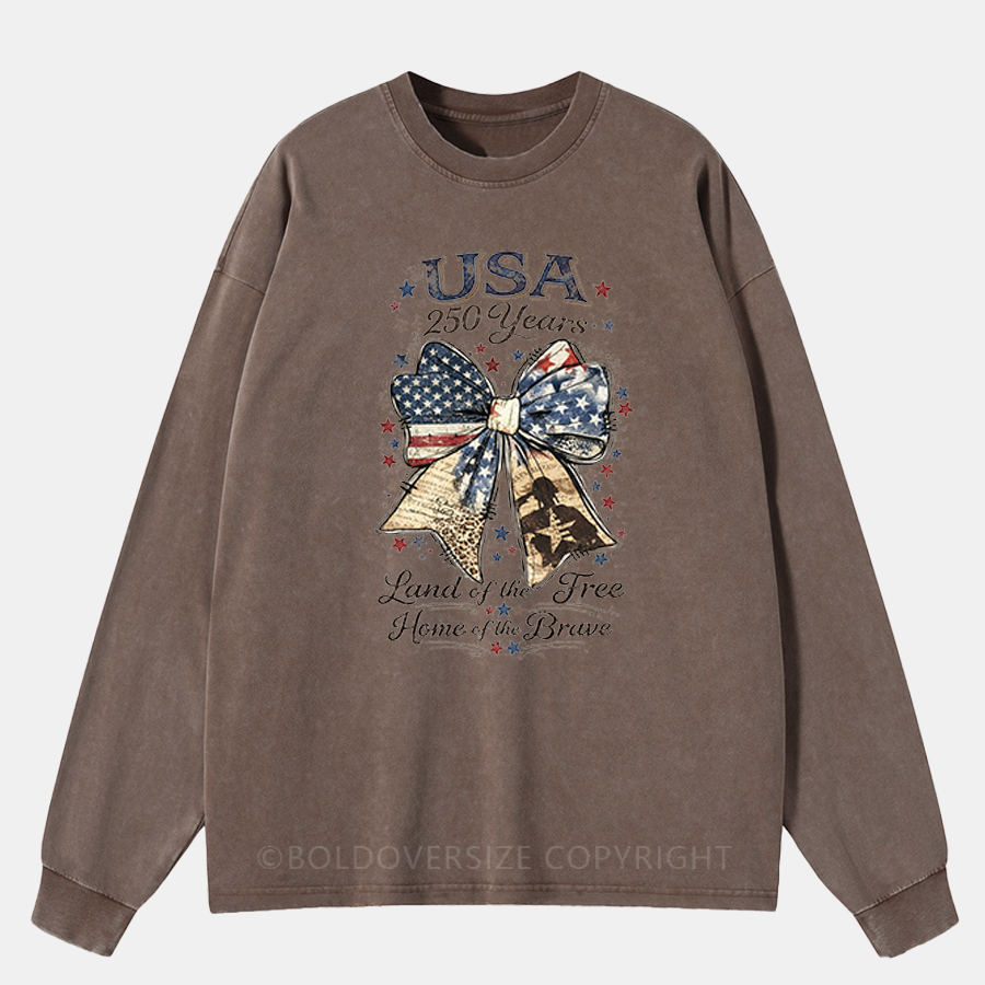 Vintage 250Th Anniversary Usa Bow Washed Long Sleeve Shirt