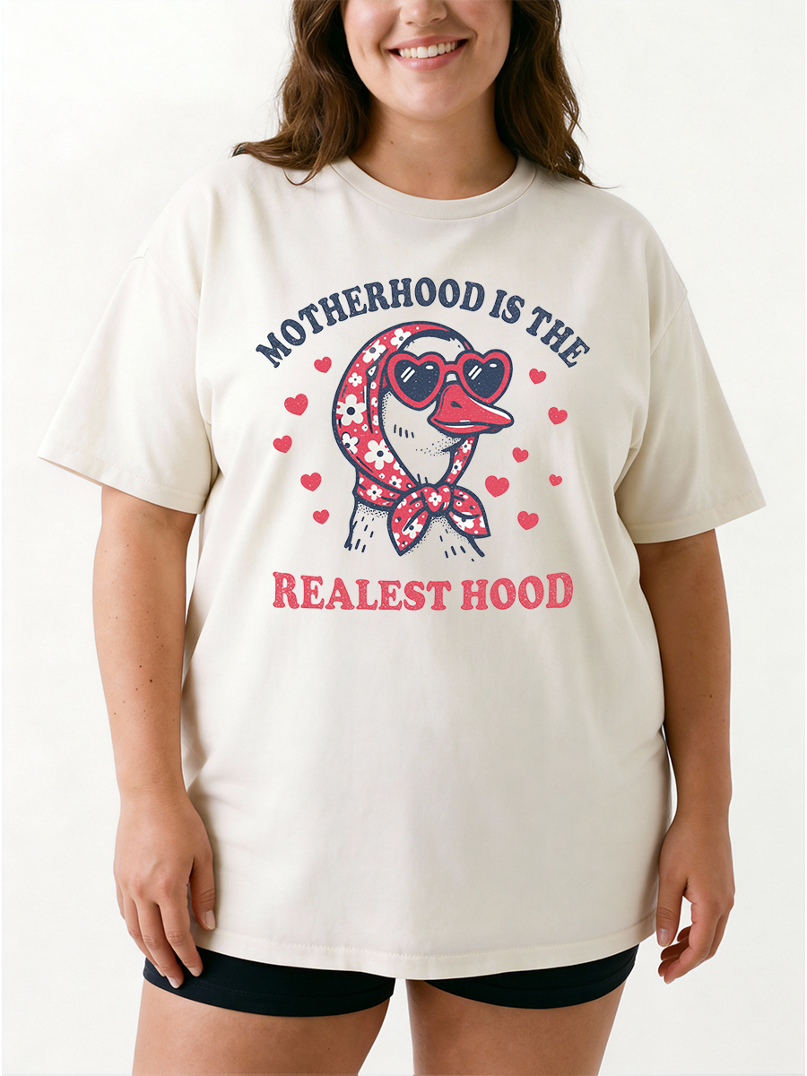 Vintage Motherhood Is The Realest Hood Oversize Graphic Tee