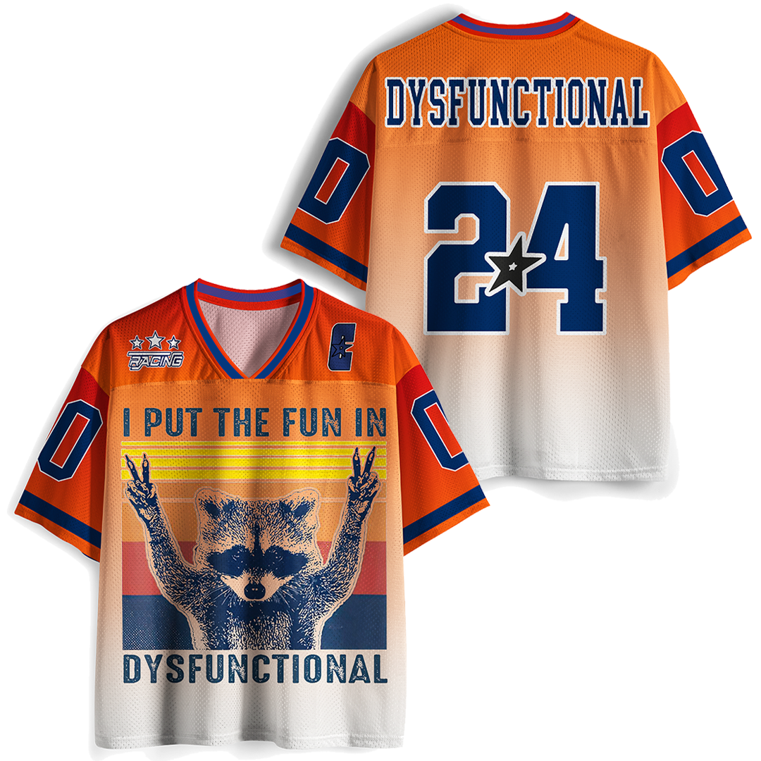 Vintage I Put The Fun In Dysfunctional Mesh Jersey