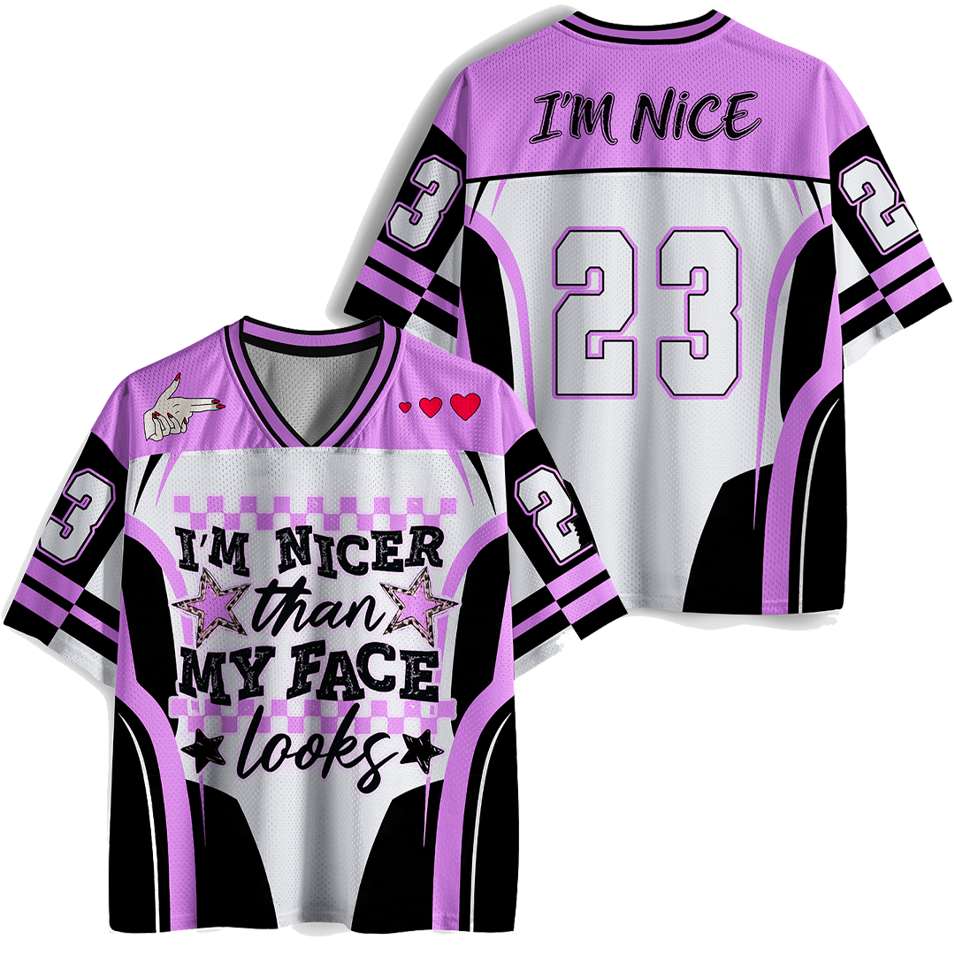 Vintage I'M Nicer Funny Mom Attitude Mesh Jersey