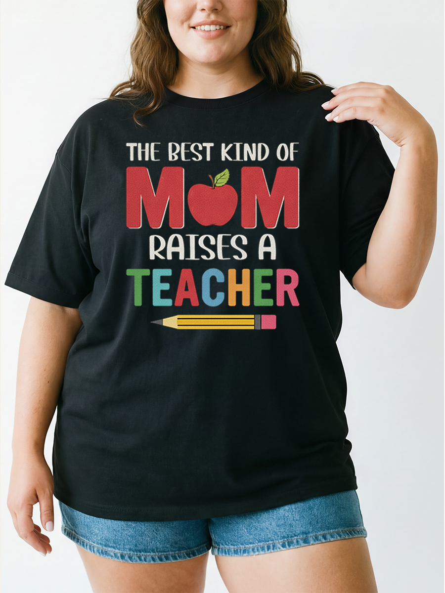 Vintage The Best Kind Of Mom Raises A Teacher Funny Mom Survived Oversize Graphic Tee