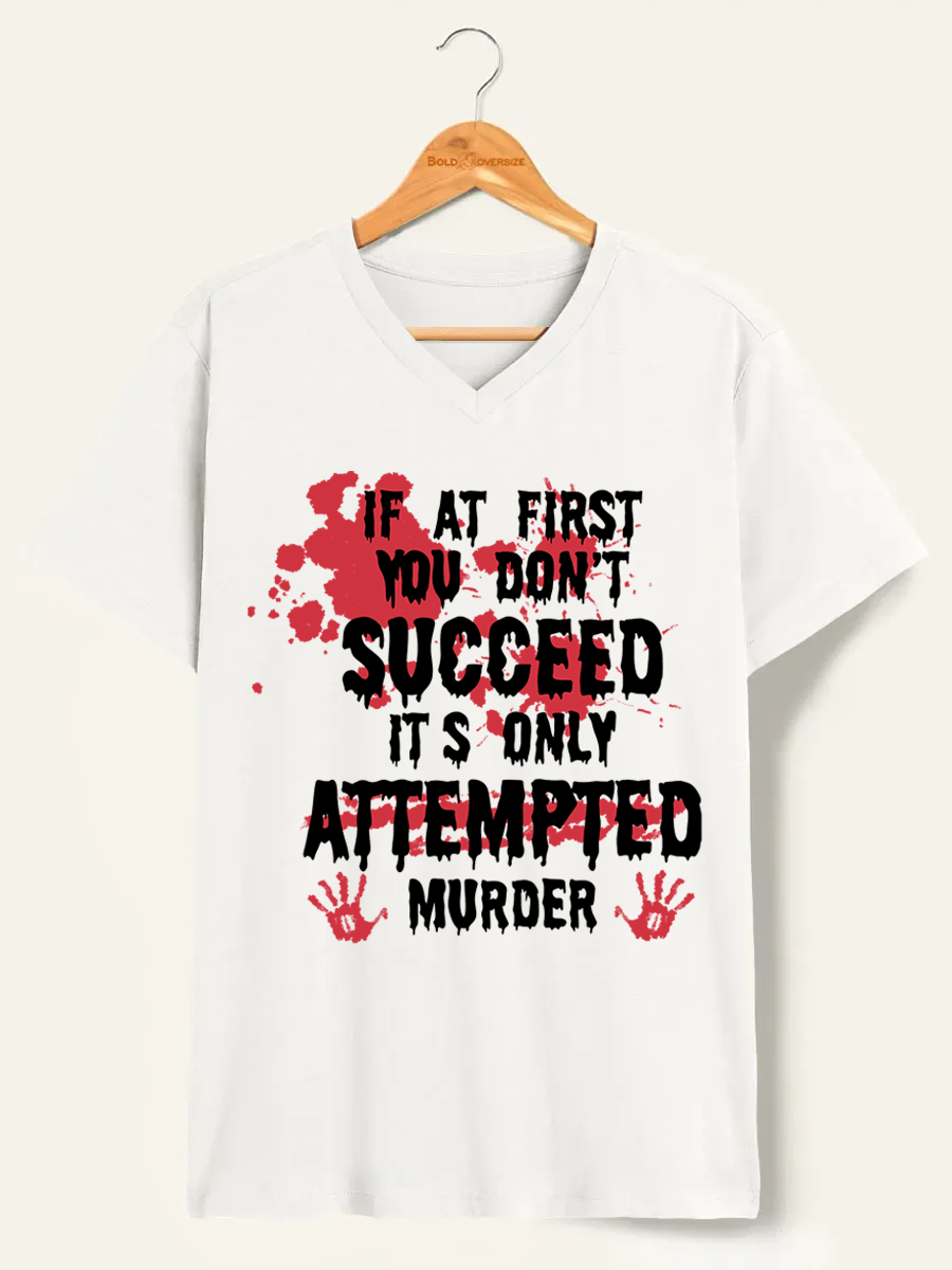 Vintage If At First You Don'T V-Neck Tee