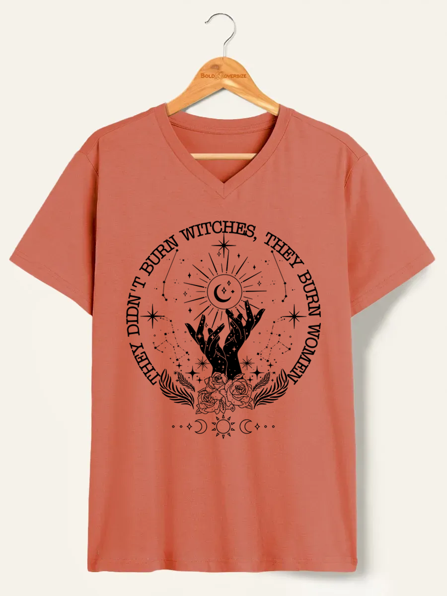 Vintage They Didnt Burn Witches V-Neck Tee
