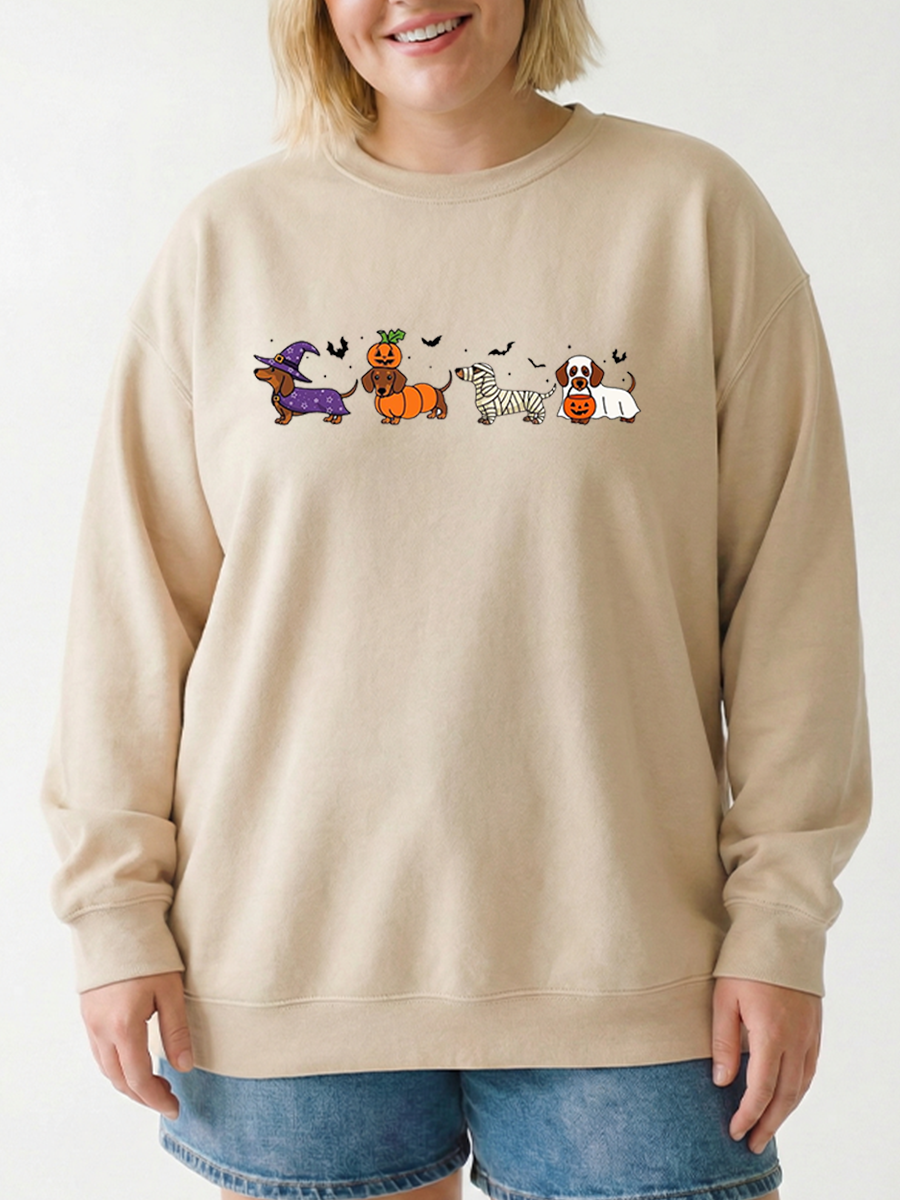 Vintage Halloween Dachshund Graphic Sweatshirt