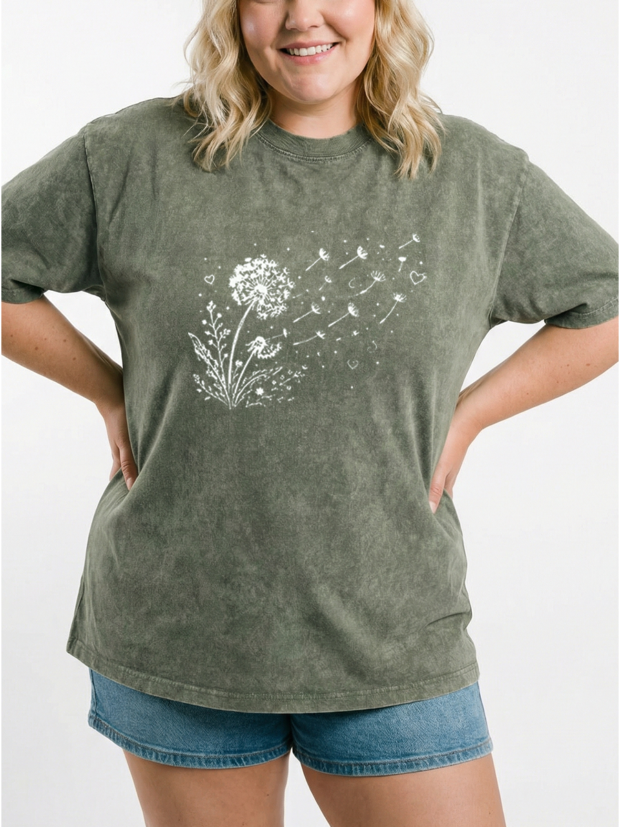 Vintage Dandelion Wildflower Washed T-Shirt