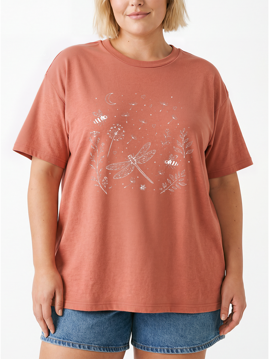 Vintage Dandelion Flower Oversize Graphic Tee