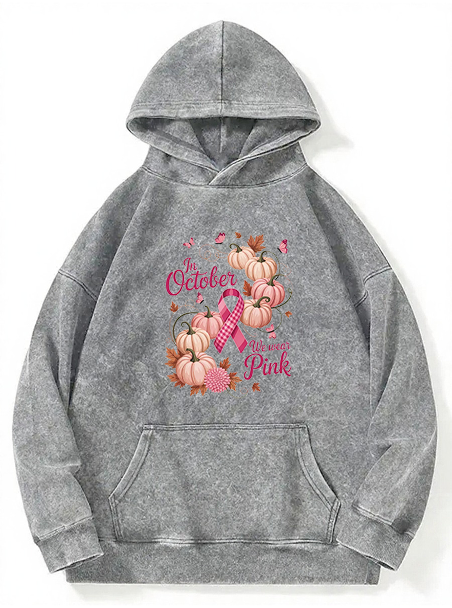 Vintage October Pink Ribbon Washed Hoodie