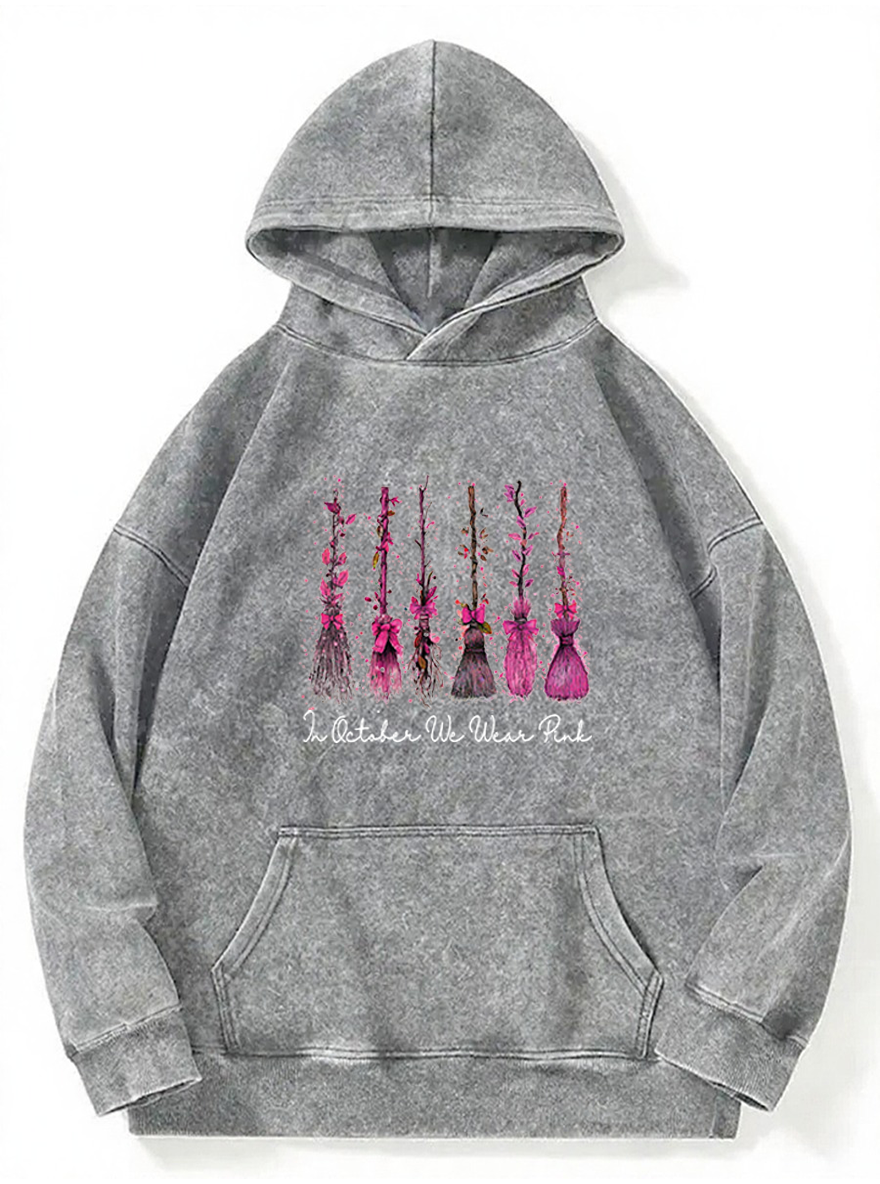 Vintage In October We Wear Pink Washed Hoodie