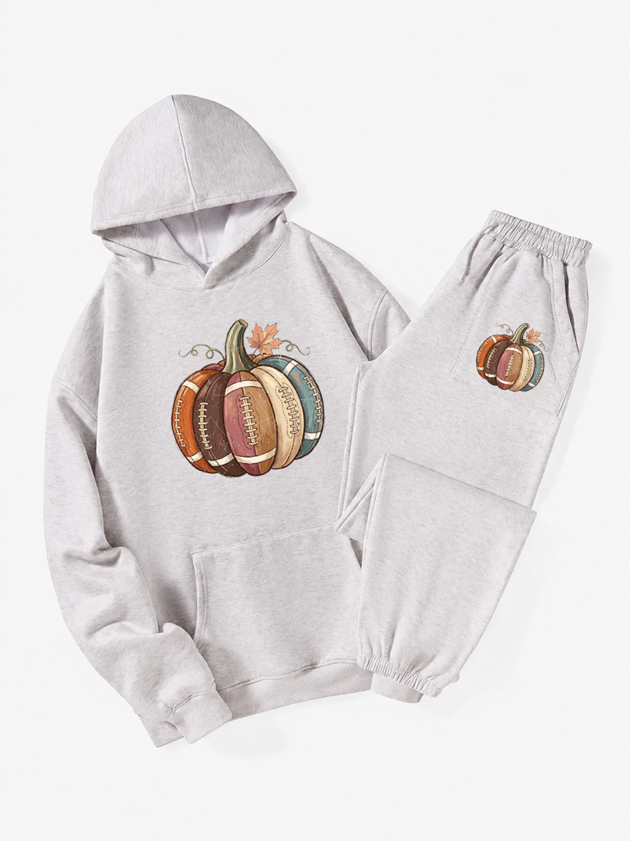 Vintage Football Fall Pumpkin Hoodie Suit