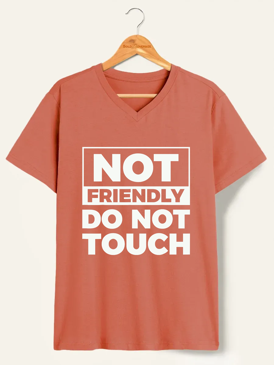 Vintage Not Friendly Do Not Touch V-Neck Tee