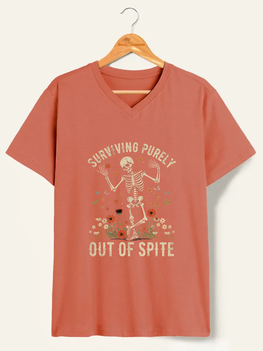 Vintage Surviving Puerly Out Of Spite V-Neck Tee