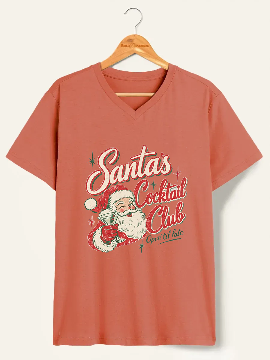 Vintage Santas Cocktail Club V-Neck Tee 