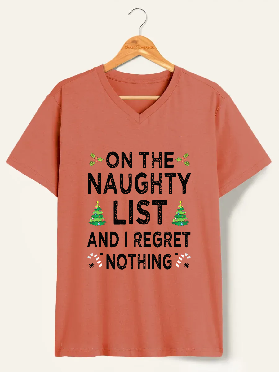 Vintage On The Naughty List And I Regret Nothing V-Neck Tee 