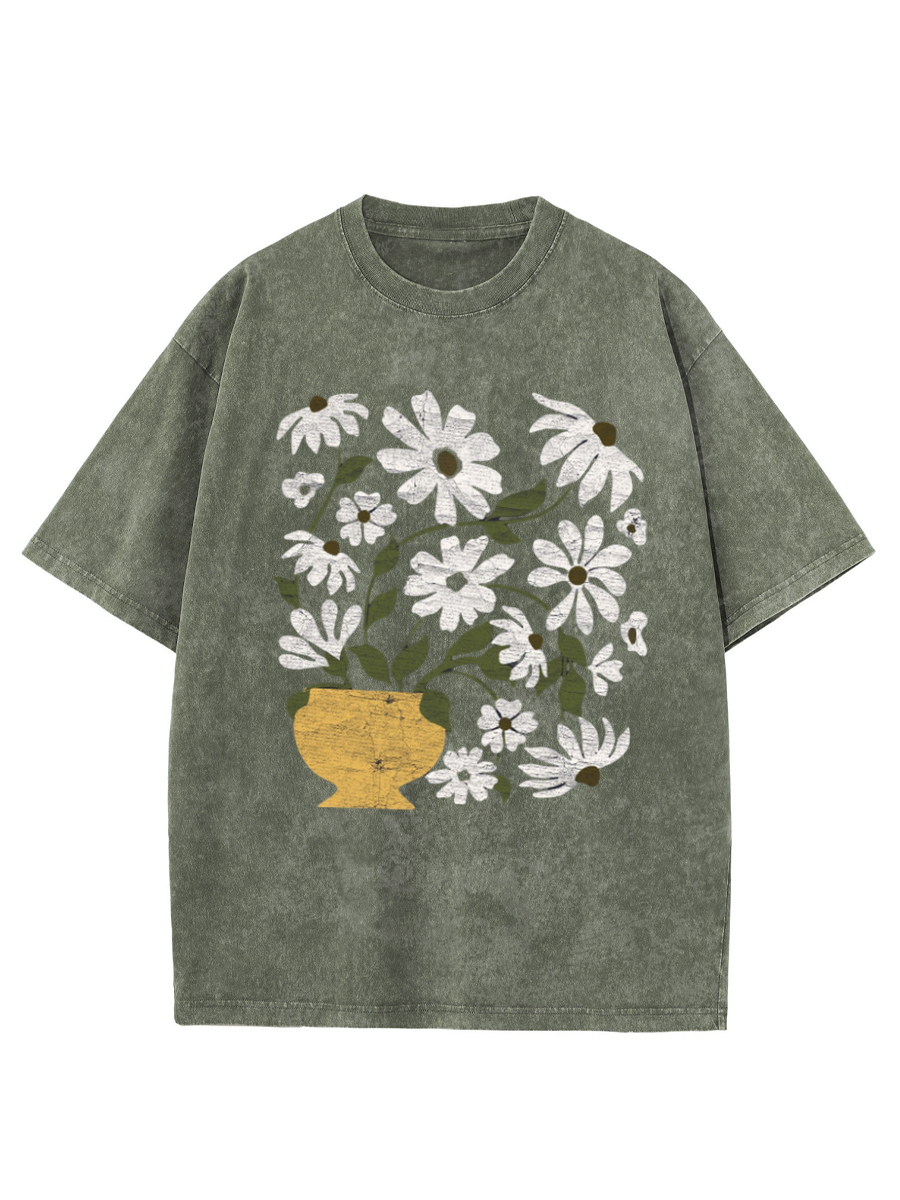 Vintage Daisies Flowers Washed T-Shirt