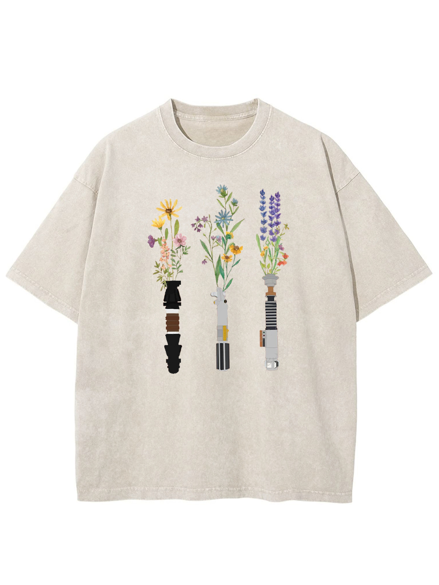 Vintage Floral Lightsaber Washed T-Shirt