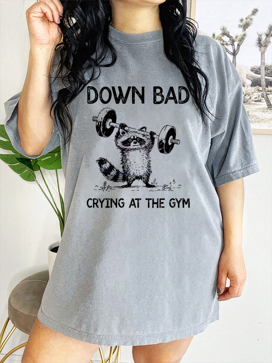 Vintage Raccoon Down Bad Crying At The Gym T-Shirt