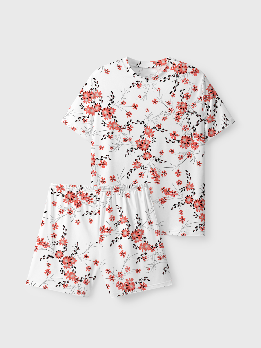 Vintage Red Floral Short Pajamas