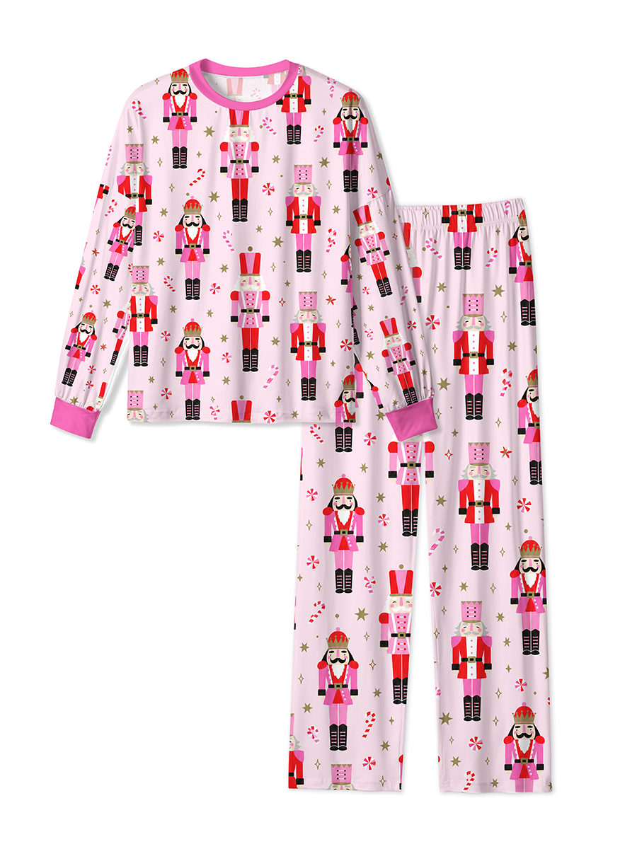 Vintage Pink Nutcracker Candy Christmas Mixed Pajamas