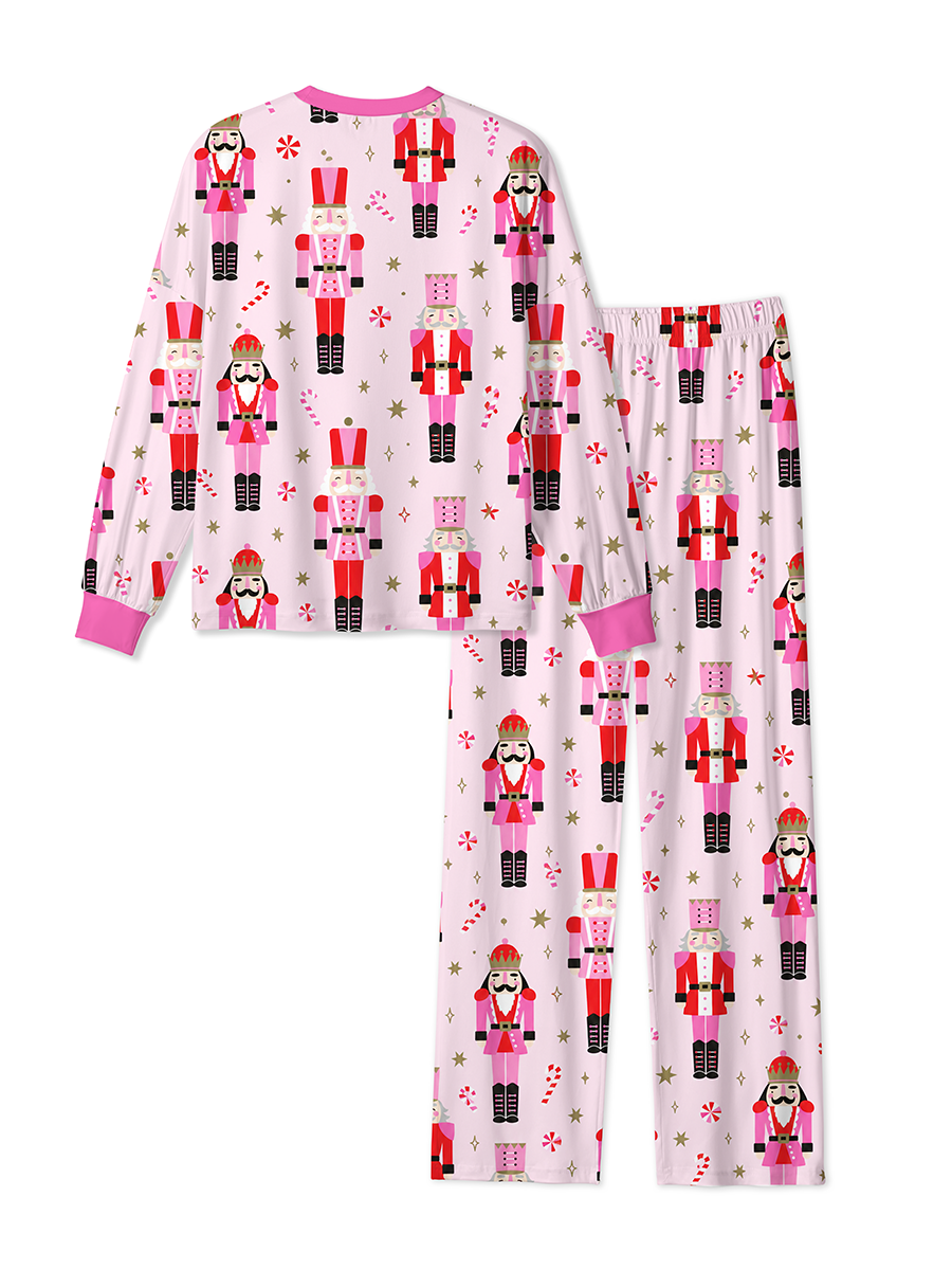 Vintage Pink Nutcracker Candy Christmas Mixed Pajamas