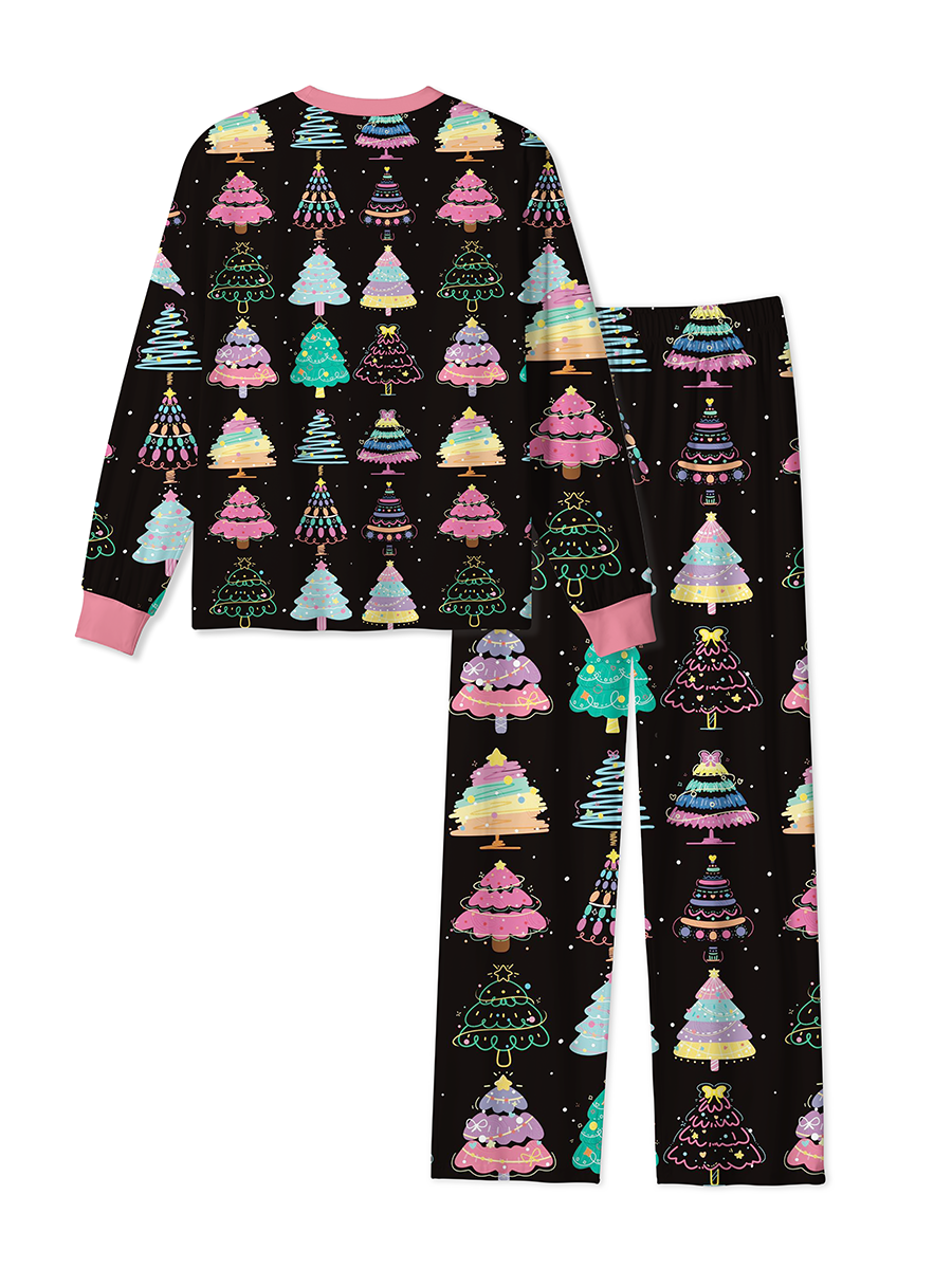 Vintage cartoon christmas tree Mixed Pajamas