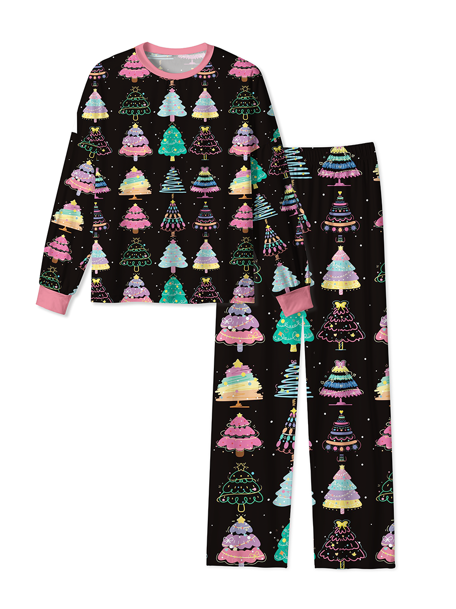 Vintage cartoon christmas tree Mixed Pajamas
