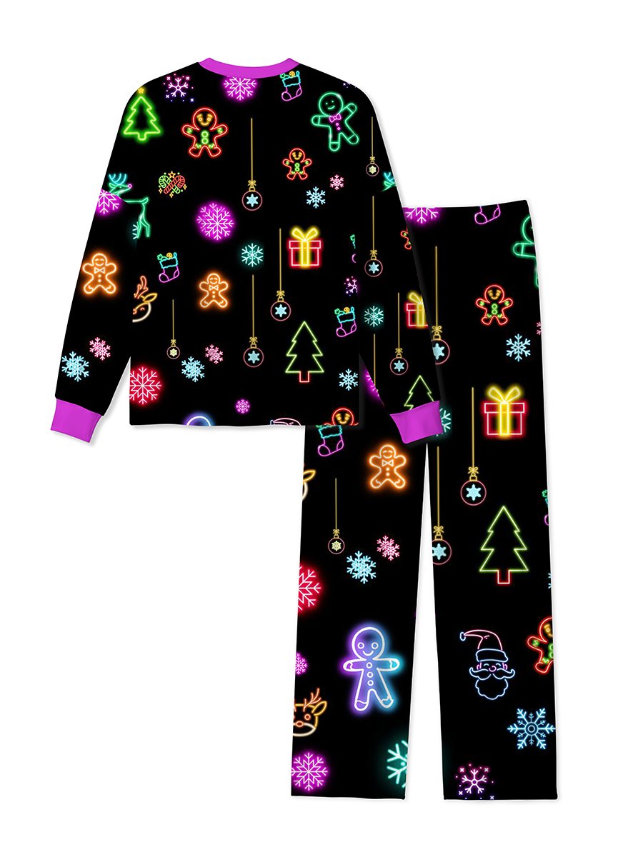 Vintage Black Cat Christmas Fairy Light Winter Mixed Pajamas