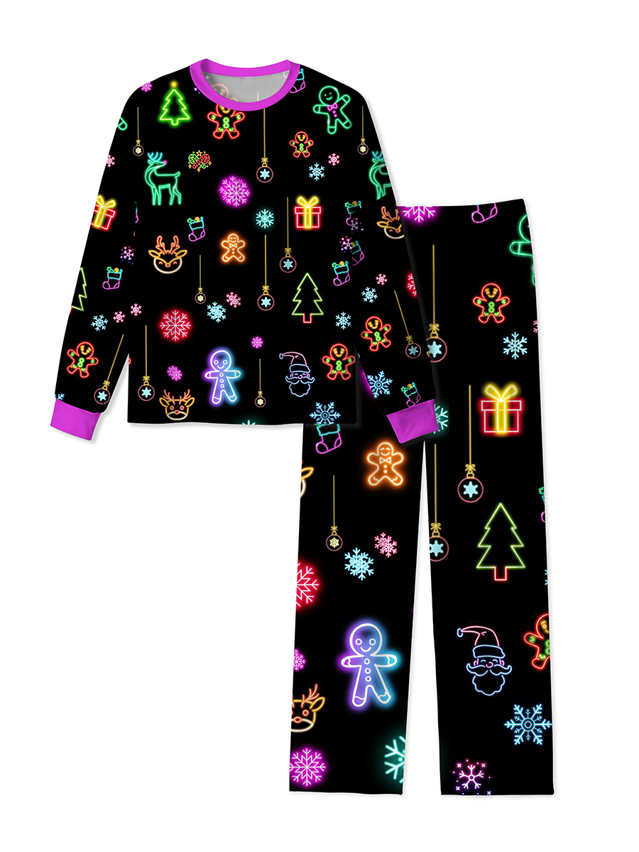 Vintage Black Cat Christmas Fairy Light Winter Mixed Pajamas