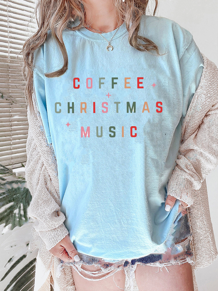 Plus Size Coffee And Christmas Music Shirt