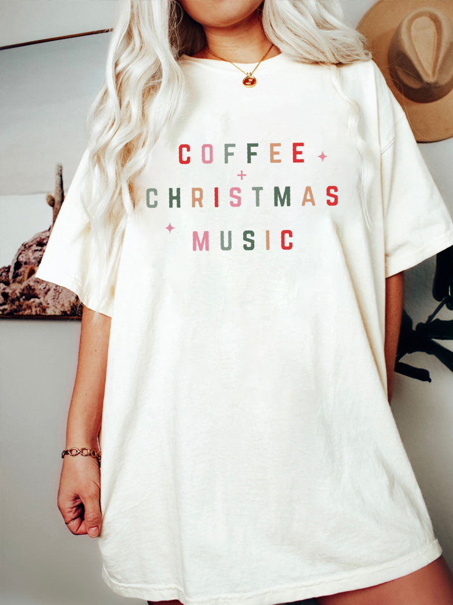 Plus Size Coffee And Christmas Music Shirt