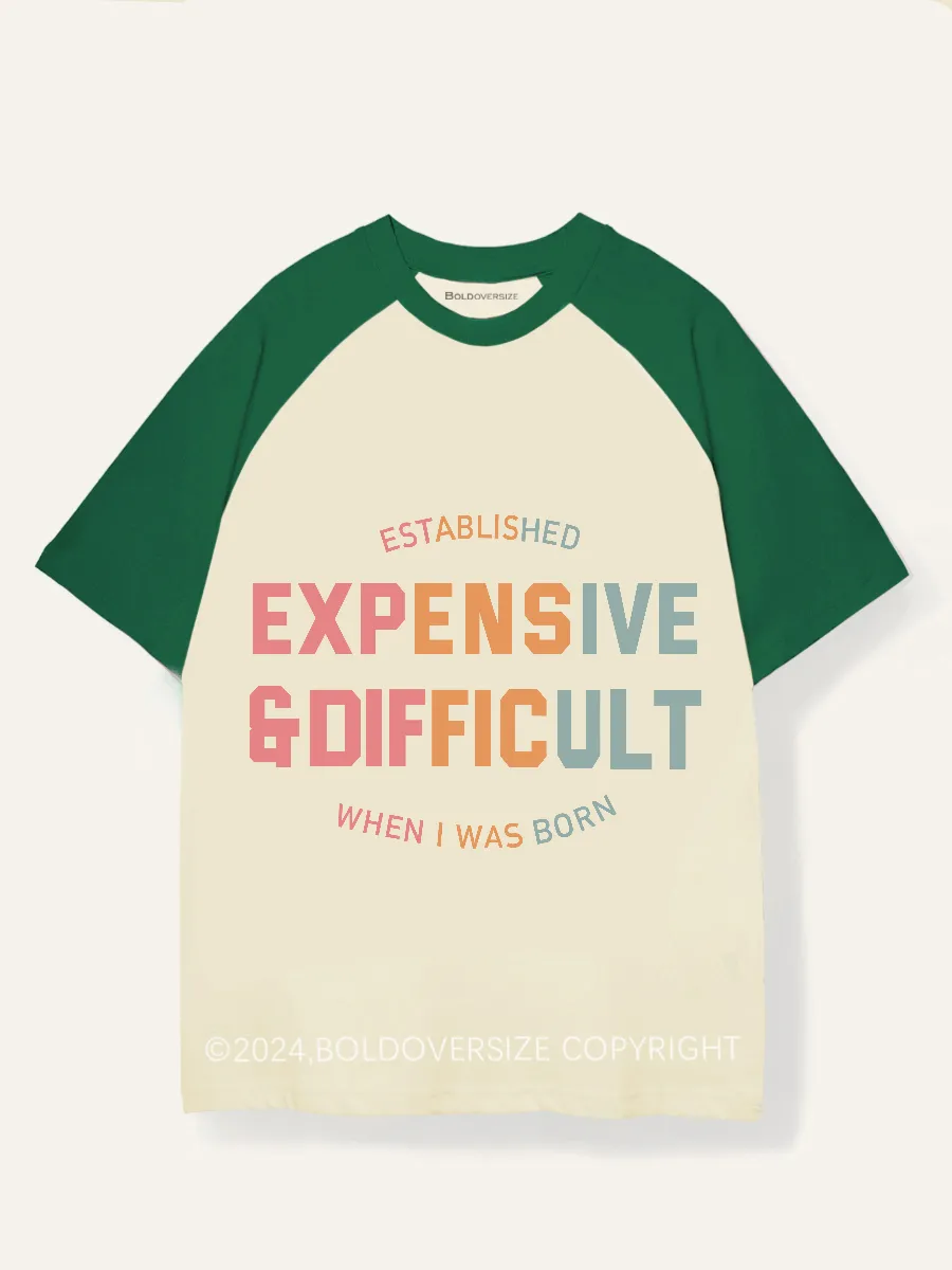 Vintage Expensive & Difficult Raglan Short Sleeve T-Shirt