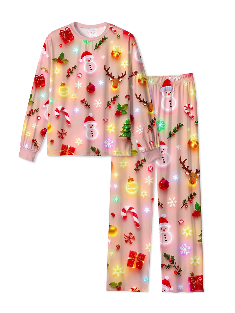 Vintage Neon Glow Christmas Mixed Pajamas