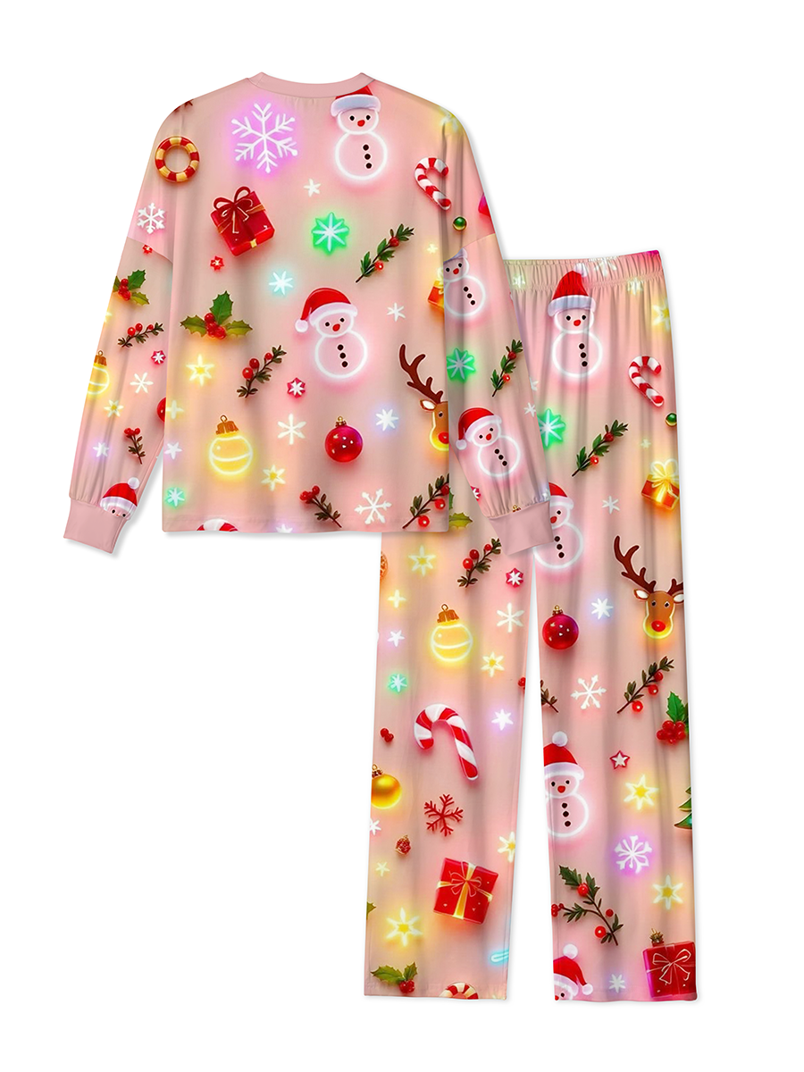 Vintage Neon Glow Christmas Mixed Pajamas