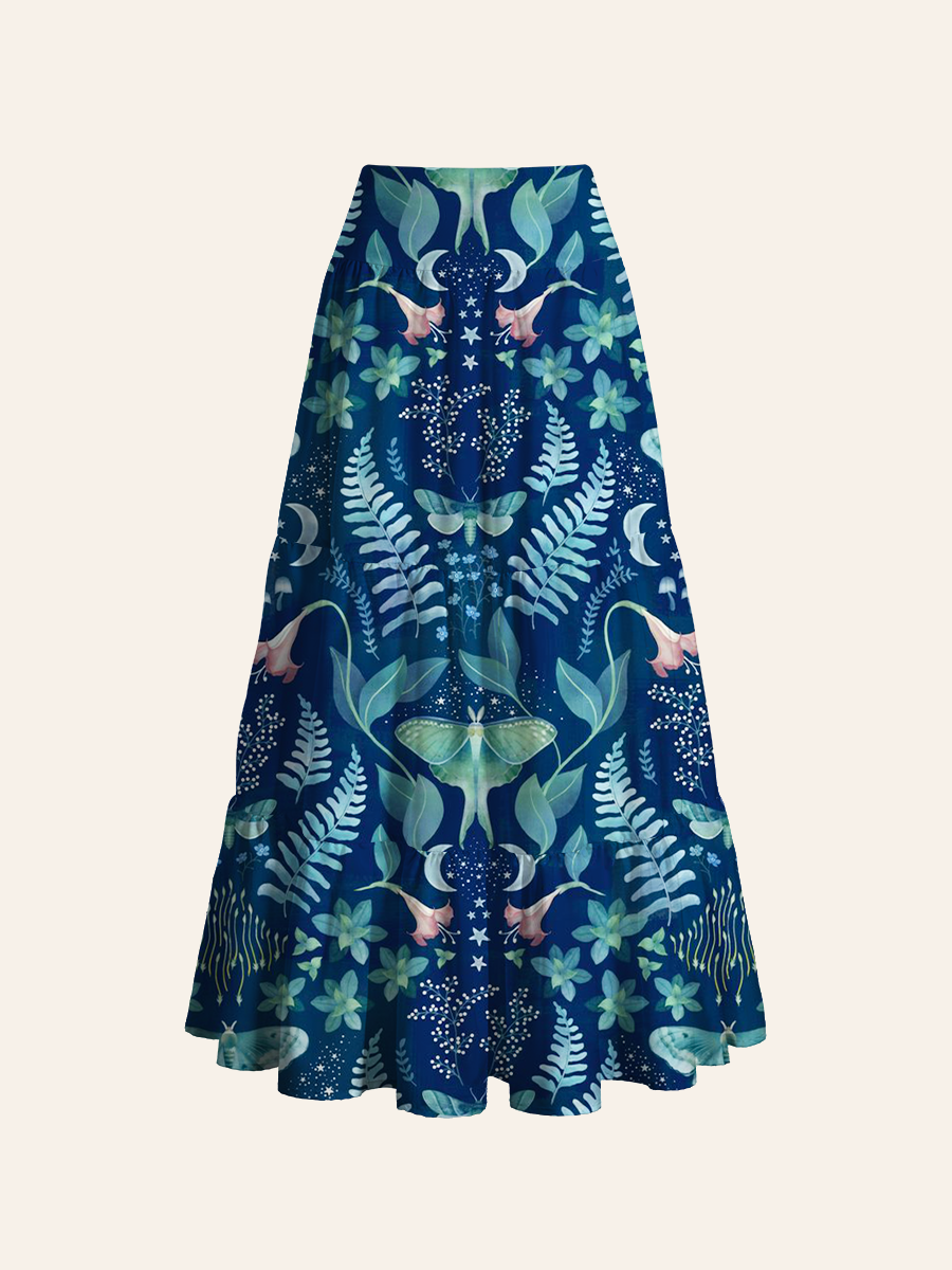 Celestial Night Garden Print Convertible Maxi Skirts