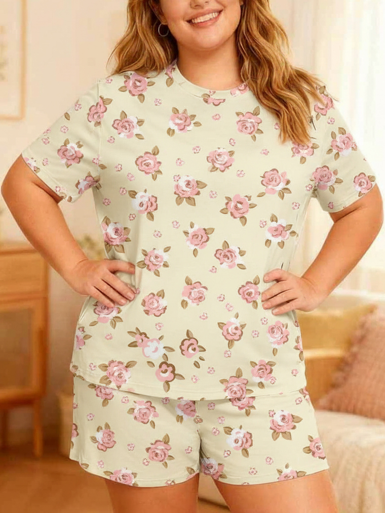 Vintage Pale Yellow Blossom Short Pajamas