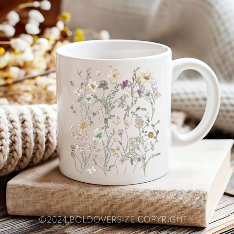 Plus Size Boho Wildflowers Cottagecore Vintage Mug