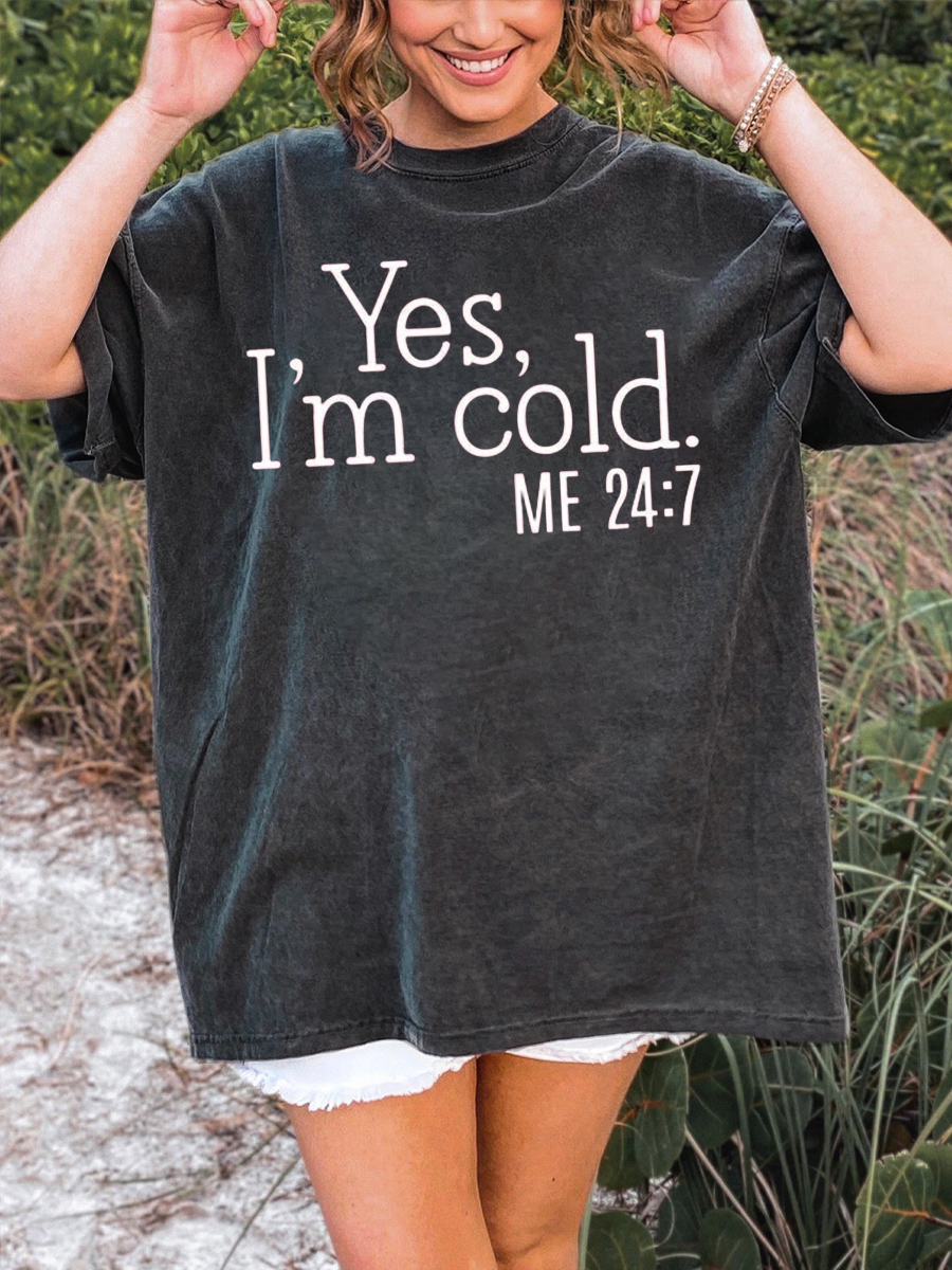Winter Season I'M Cold Oversized Washed T-Shirt