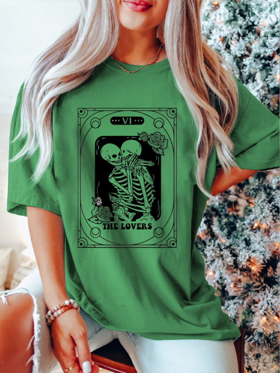 Plus Size Skeleton Love Tarot Card T-shirt