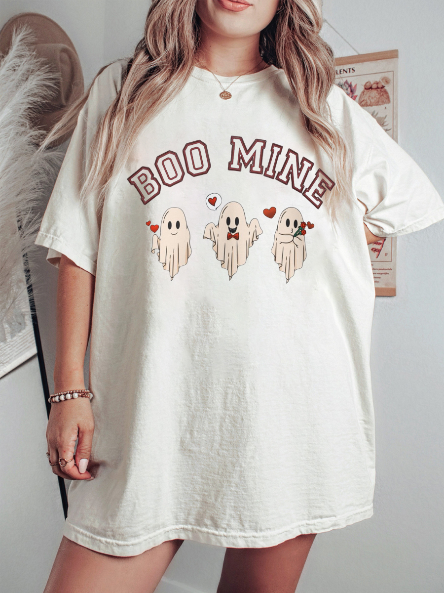 Plus Size Boo Mine Valentine's Day Ghost T-shirt