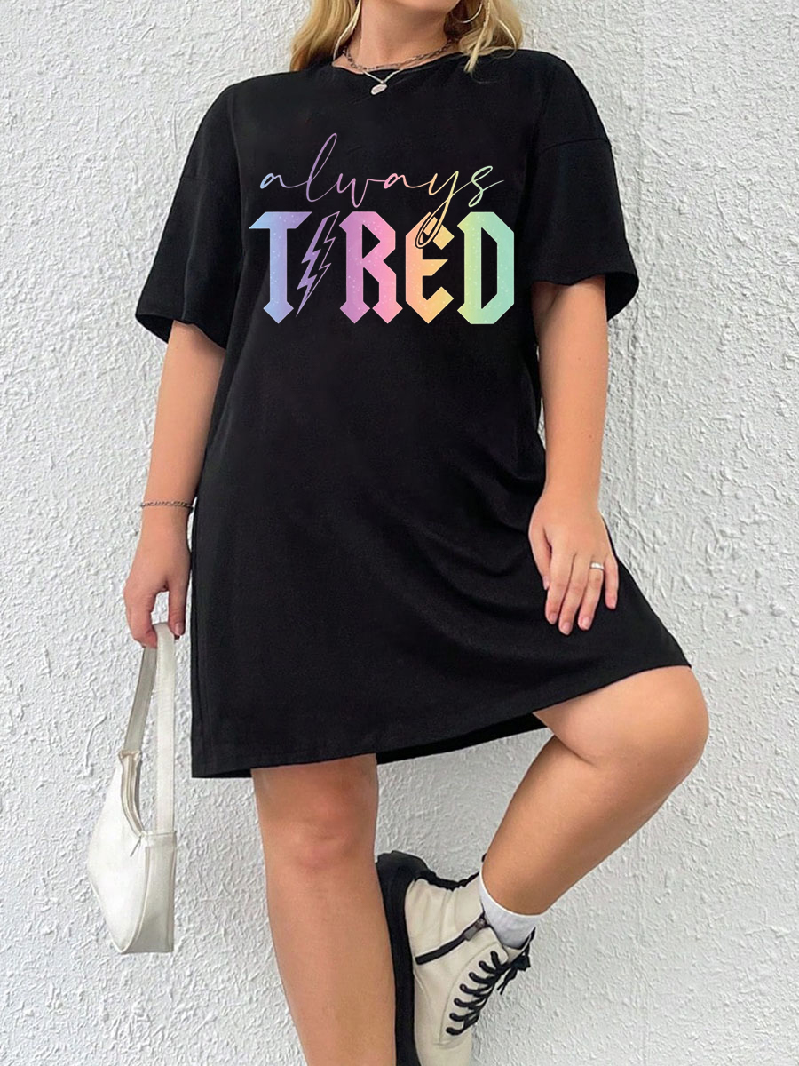 Always Tired Glitter Tee Dress