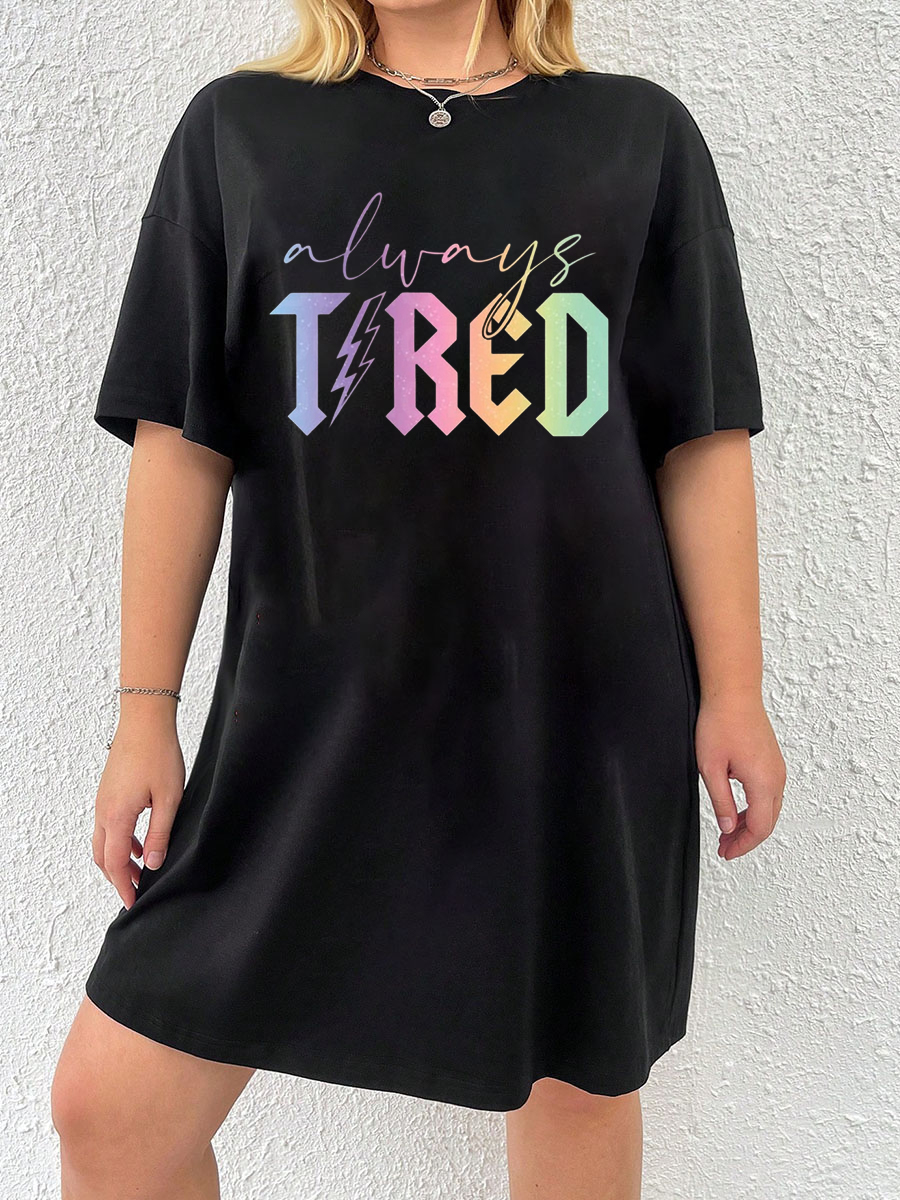 Always Tired Glitter Tee Dress