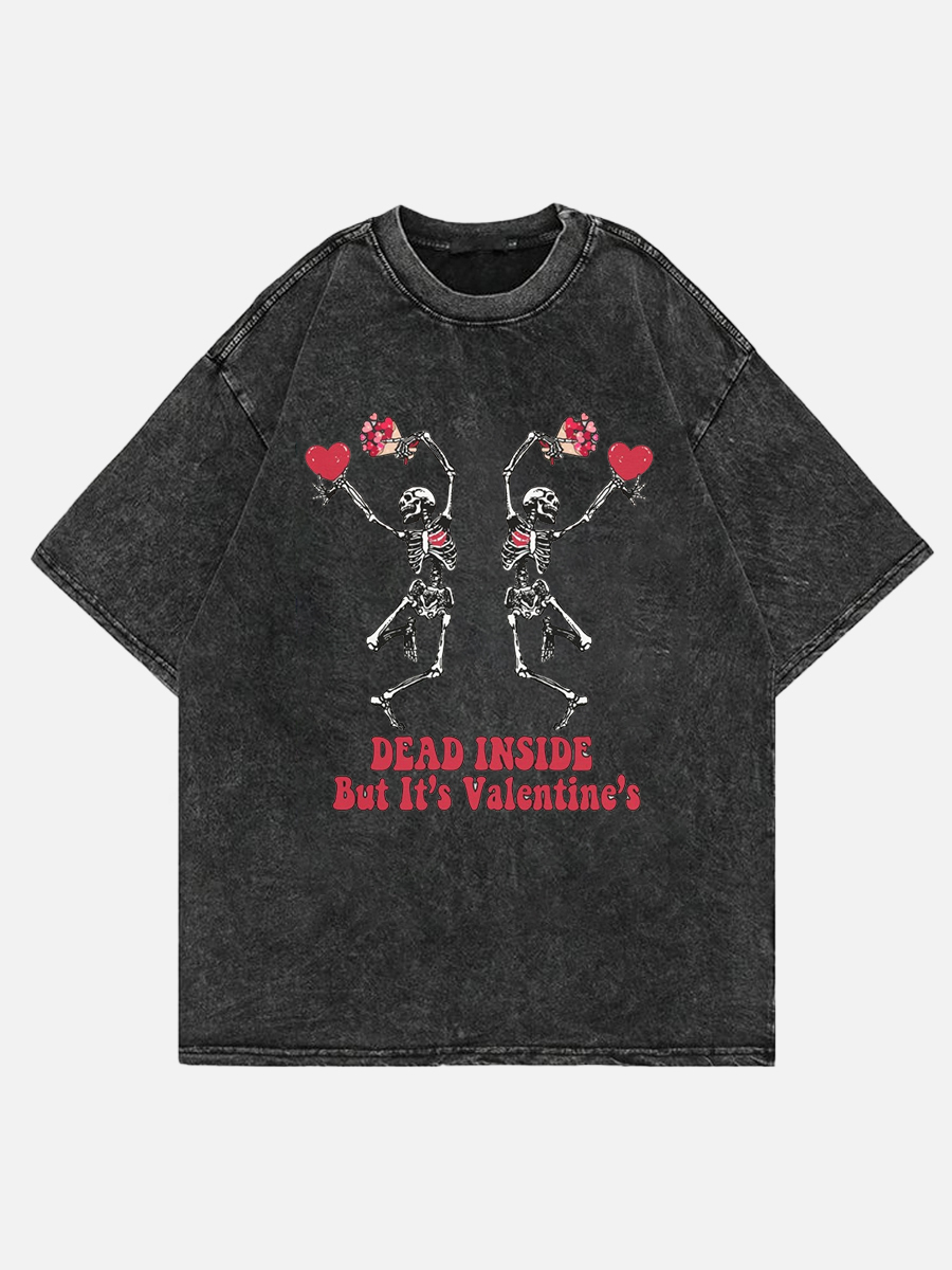 Plus Size Dead Inside But It��s Valentines Day Washed T-Shirt