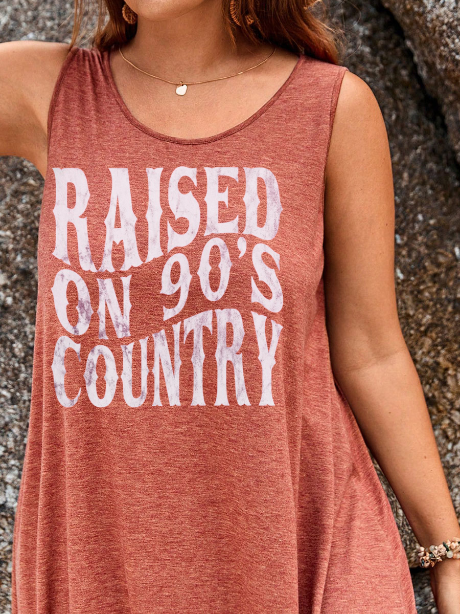Raised On 90S Country Split Thigh Tank Dress Sale-boldoversize
